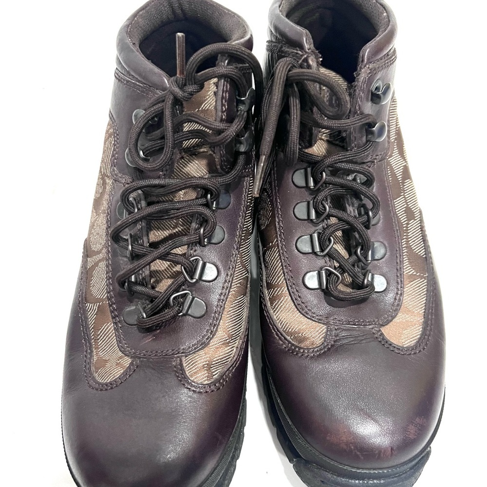 Coach Hanna logo Brown leather Boots 7.5 - Picture 11 of 11
